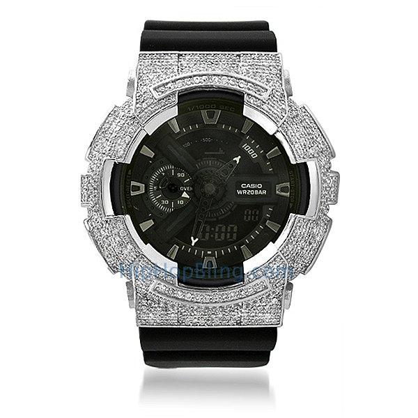 Custom Rhodium CZ Casio G Shock Watch GA100 HipHopBling