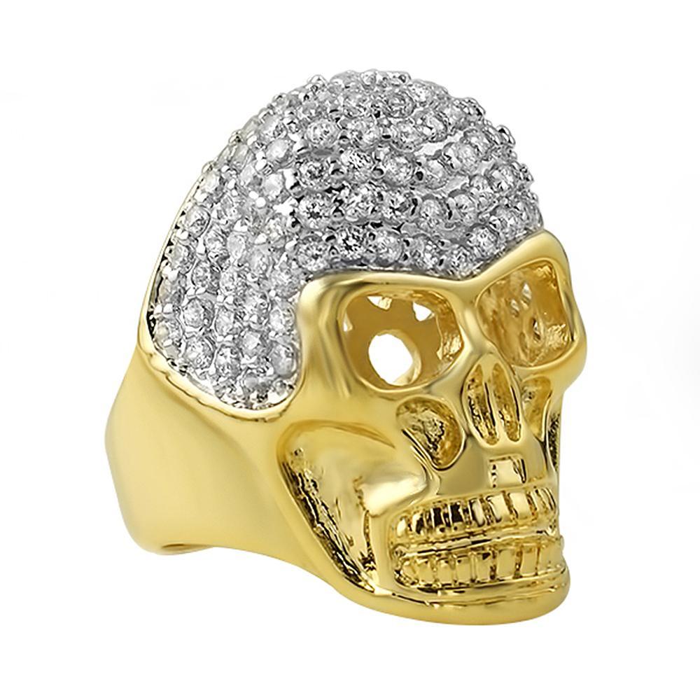 Custom Skull Gold Pave CZ Bling Bling Ring 7 HipHopBling