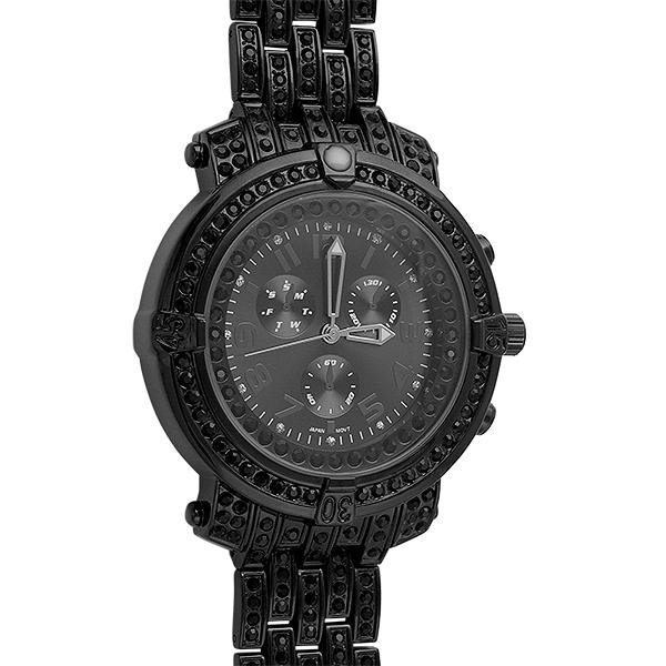 Custom Sport Bling Bling Chronograph Iced Out Watch Black HipHopBling