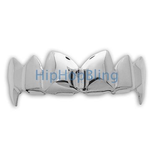 Custom Style Platinum Teeth Vampire Fangs Grillz HipHopBling