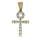 Custom Tennis Ankh Cross Gold Pendant HipHopBling
