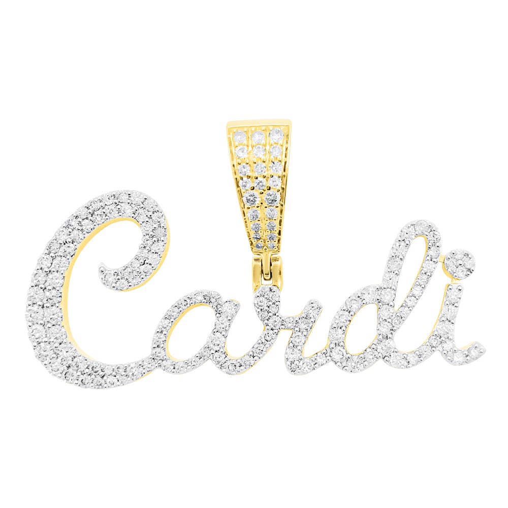 Custom Womens Cursive Name Diamond Pendant 10K or 14K Gold 10K White Gold Standard Bail HipHopBling