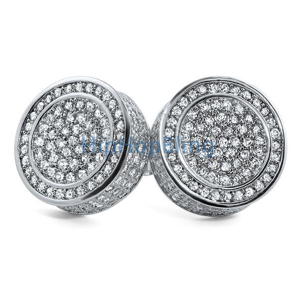 Custom XL 3D Circle CZ Bling Bling Earrings HipHopBling