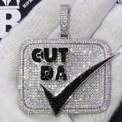 Cut Da Check CZ Hip Hop Bling Iced Out Pendant White Gold HipHopBling