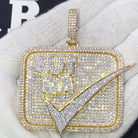 Cut Da Check CZ Hip Hop Bling Iced Out Pendant Yellow Gold HipHopBling