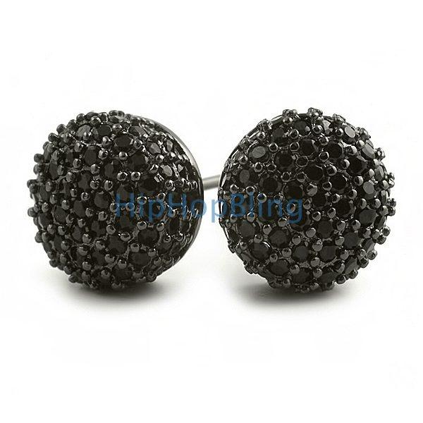 Cylinder Black CZ Micro Pave Hip Hop Earrings HipHopBling