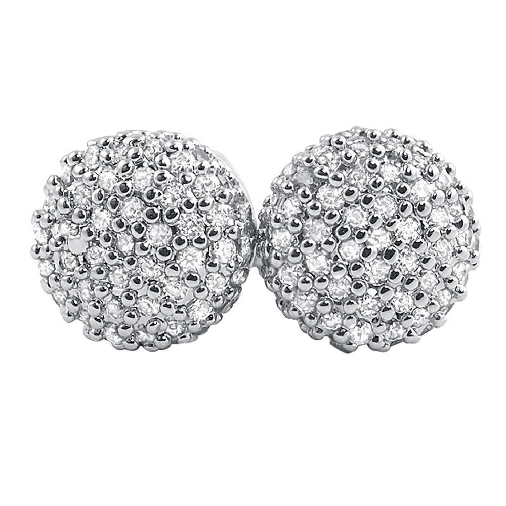 Cylinder Micro Pave CZ Earrings Rhodium HipHopBling