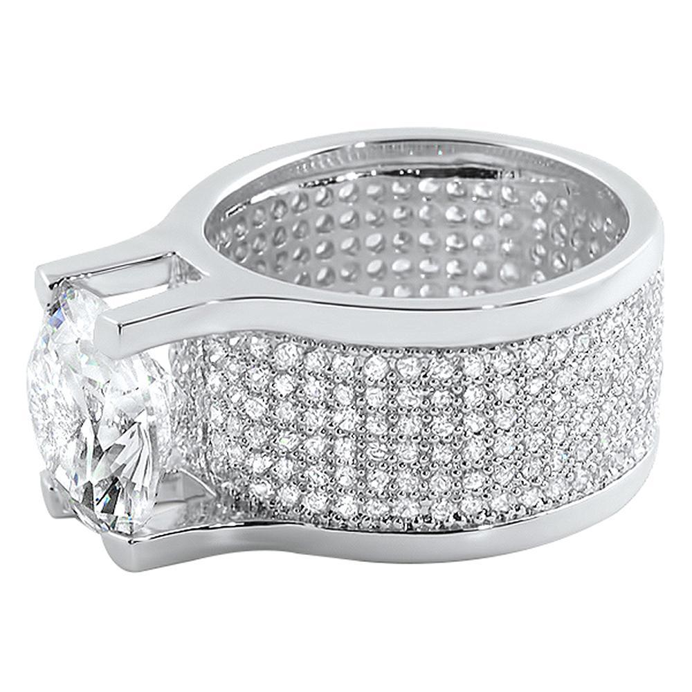 CZ 360 Mens Ring 20ct Solitaire Rhodium 7 HipHopBling