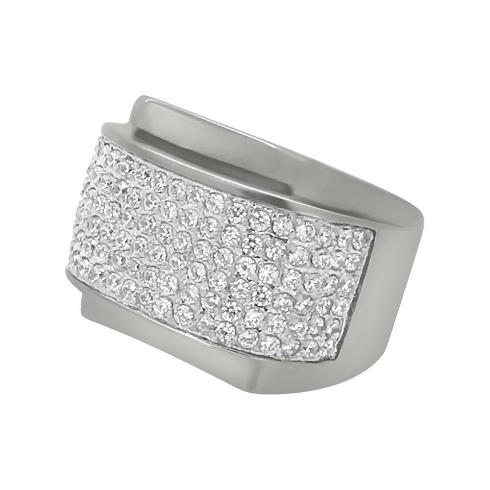 CZ Bling Bling Rounded Stainless Steel Ring 7 HipHopBling