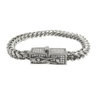 CZ Box Clasp Triple Lock Stainless Steel Franco Bracelet 6MM 8" HipHopBling