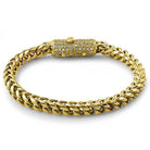 CZ Clasp 6MM Gold Stainless Steel Franco Bracelet HipHopBling