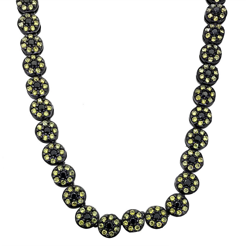 CZ Cluster Bling Bling Chain Black and Yellow HipHopBling