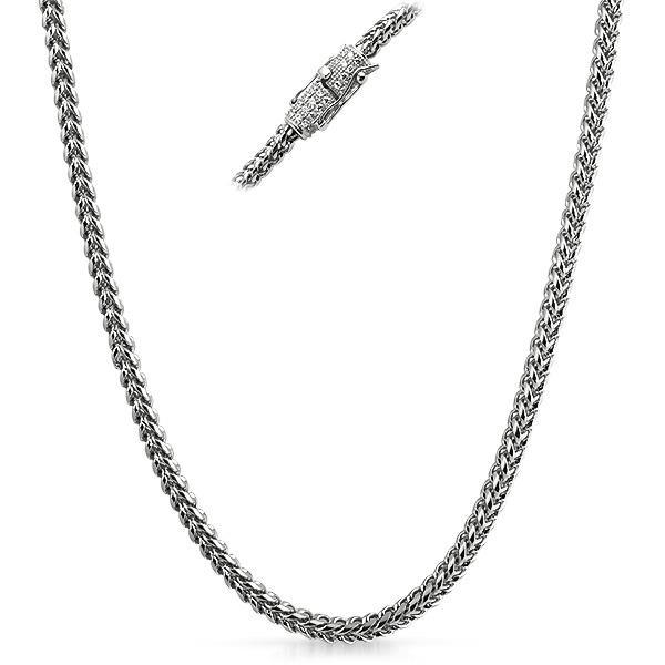 CZ Diamond Clasp Stainless Steel Franco Chain 4MM 24" HipHopBling
