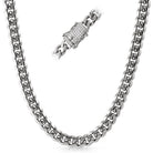 CZ Diamond Lock 10MM Cuban Chain Stainless Steel 20 HipHopBling