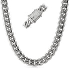 CZ Diamond Lock 14MM Cuban Chain Stainless Steel 20 HipHopBling