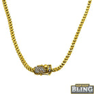 CZ Diamond Lock Gold Steel 2.5MM Franco Chain 20" HipHopBling