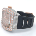 CZ Emperor Rubber Strap Iced Out Watch 2 Tone White/Rose HipHopBling