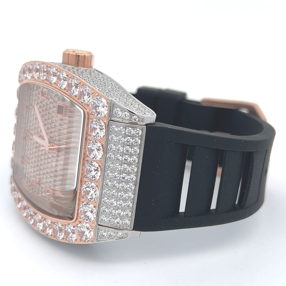 CZ Emperor Rubber Strap Iced Out Watch HipHopBling