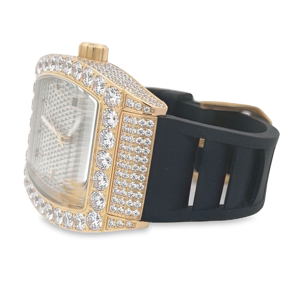 CZ Emperor Rubber Strap Iced Out Watch HipHopBling