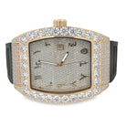 CZ Emperor Rubber Strap Iced Out Watch Yellow Gold HipHopBling