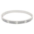 CZ Flathead 10K Gold Women's Bangle 10K White Gold 6.5" HipHopBling