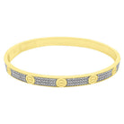 CZ Flathead 10K Gold Women's Bangle 10K Yellow Gold 6.5" HipHopBling