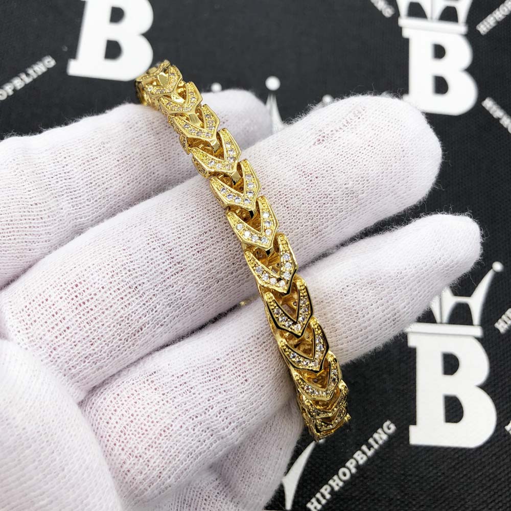 CZ Franco 8MM Bling Bling Bracelet White Gold HipHopBling