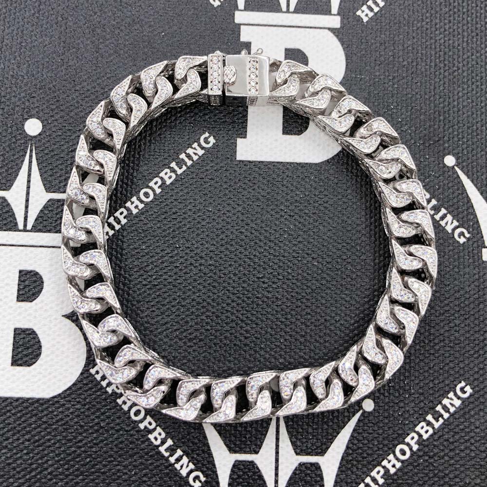 CZ Franco 8MM Bling Bling Bracelet White Gold HipHopBling