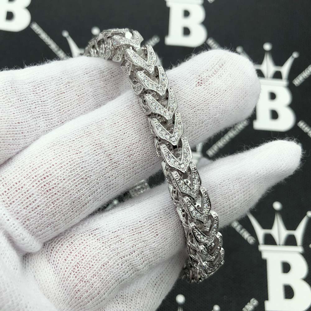 CZ Franco 8MM Bling Bling Bracelet White Gold HipHopBling