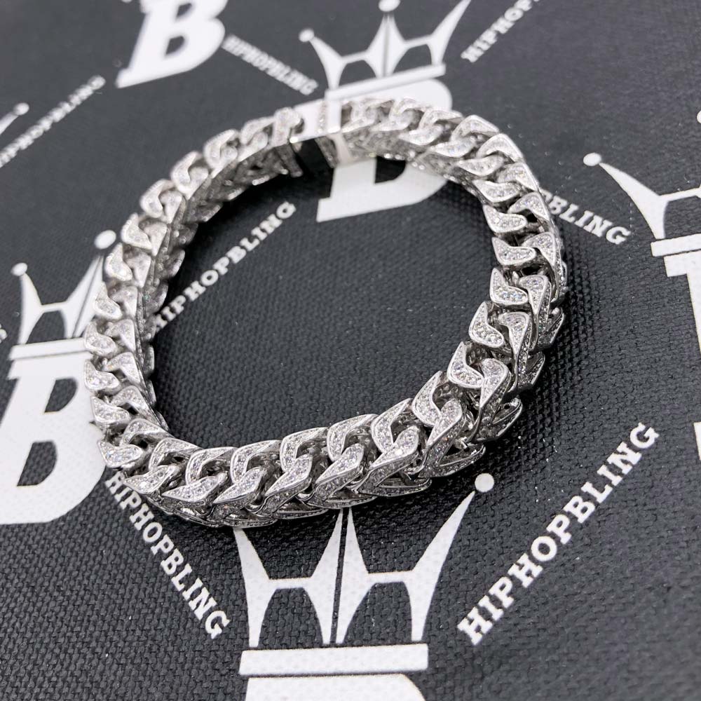 CZ Franco 8MM Bling Bling Bracelet White Gold HipHopBling