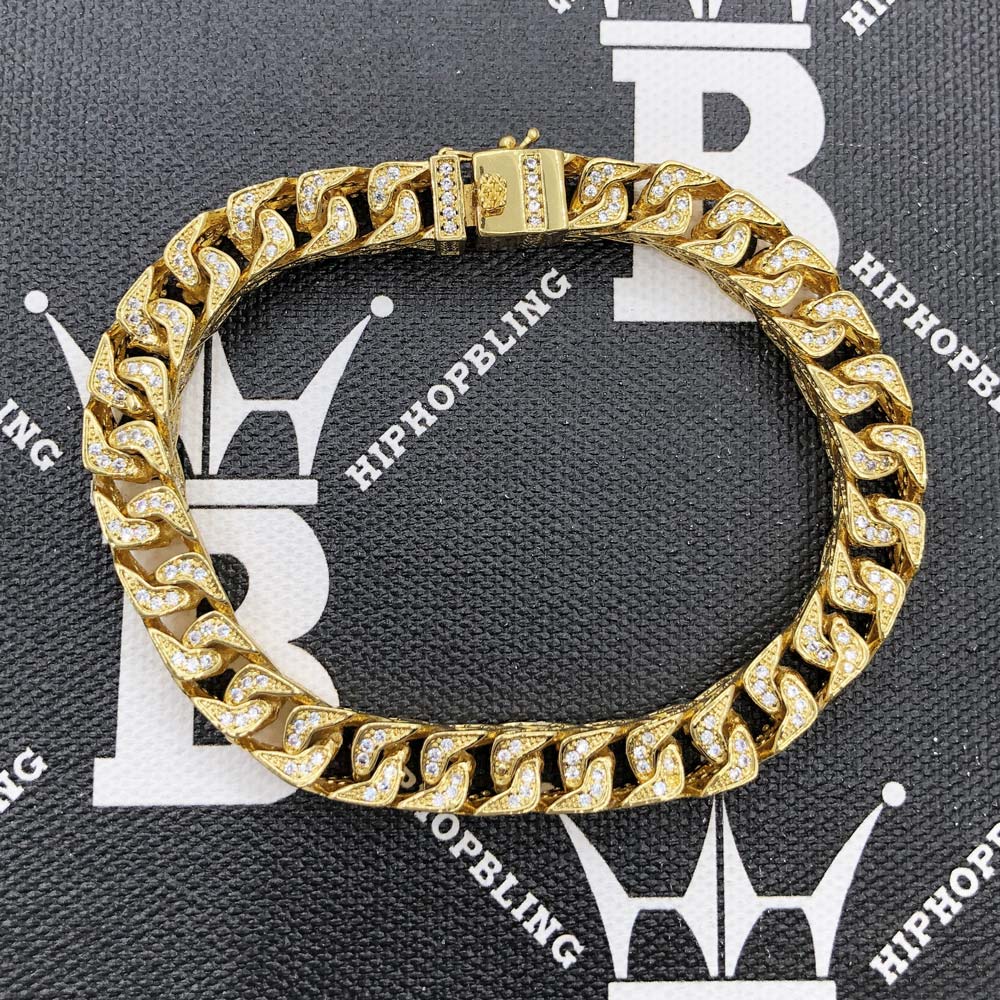 CZ Franco 8MM Bling Bling Bracelet Yellow Gold HipHopBling