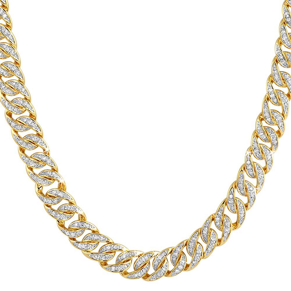 CZ Gold Cuban Bling Bling Chain 10MM 30" HipHopBling