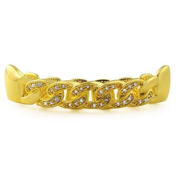 CZ Gold Cuban Grillz Bling Bling Top Teeth HipHopBling