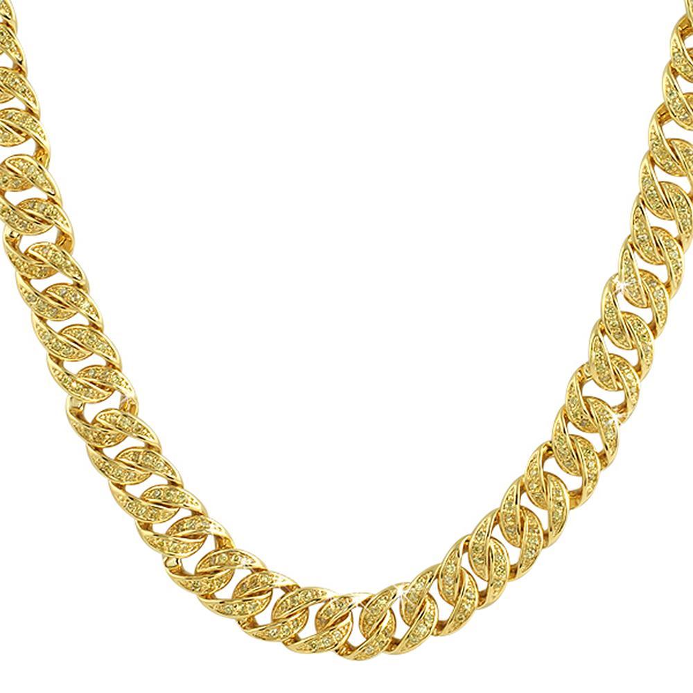 CZ Lemonade Gold Bling Bling Cuban Chain 30" HipHopBling