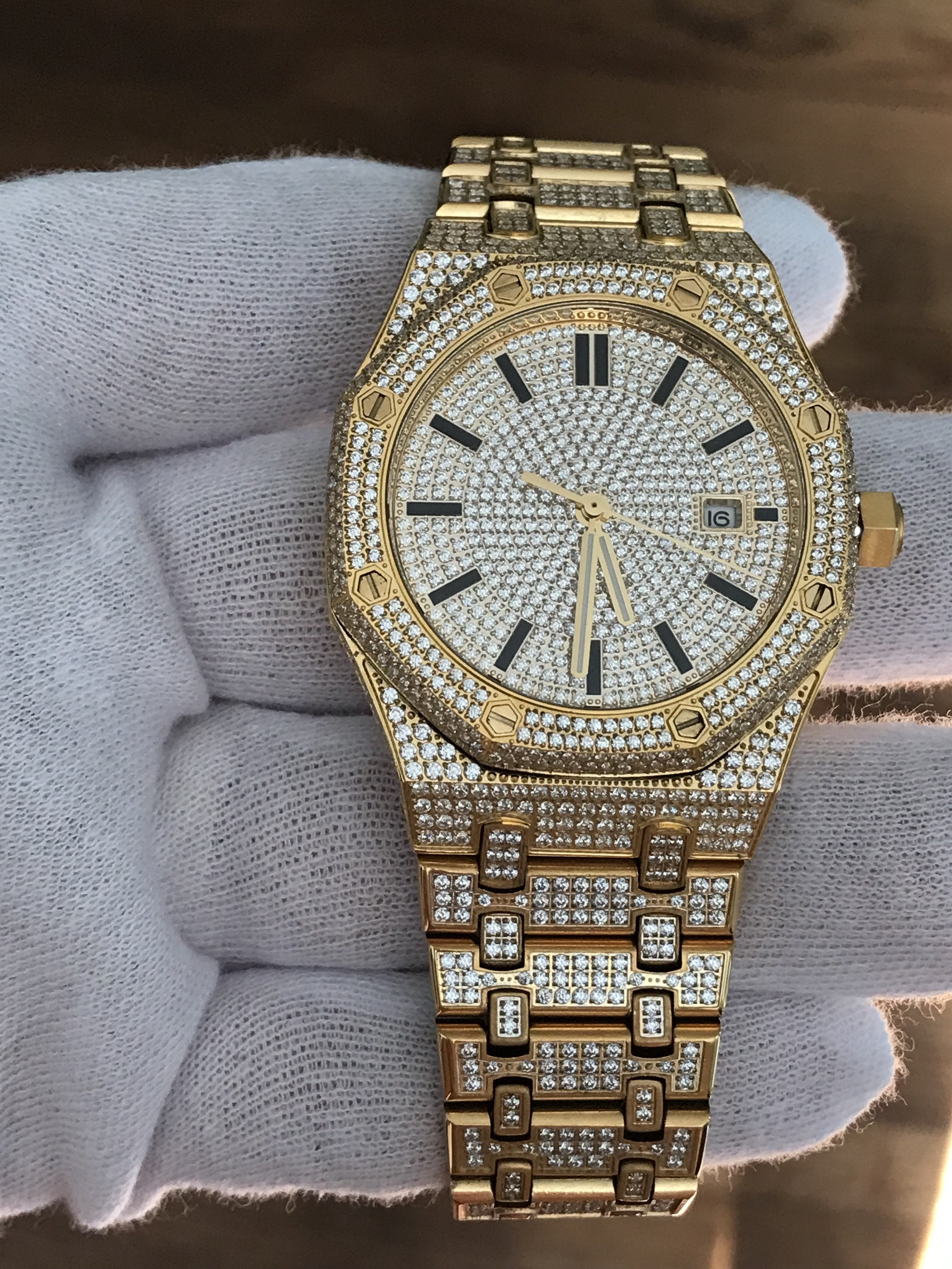 CZ Octagon Stainless Steel Micro Pave Watch HipHopBling