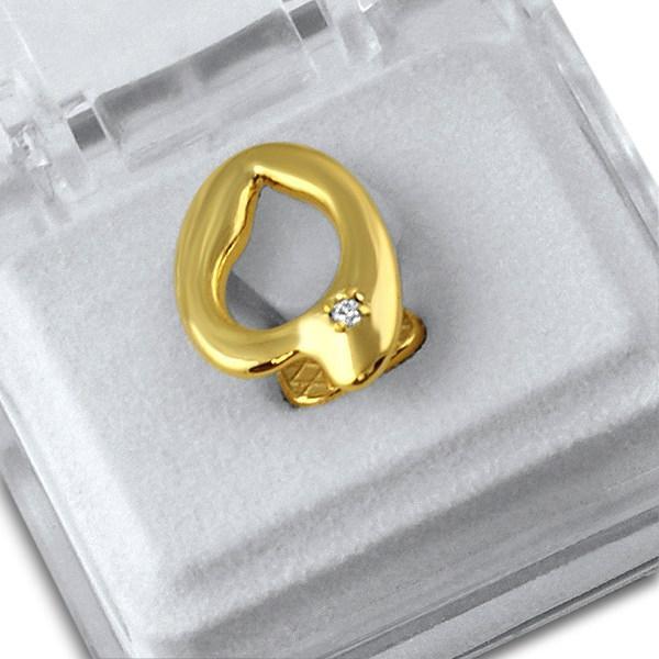 CZ Open Face Tooth Gold Grillz HipHopBling