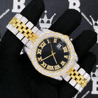 CZ Railroad Tracks 41MM Stainless Steel Micro Pave Watch 2 Tone HipHopBling