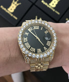 CZ Railroad Tracks 41MM Stainless Steel Micro Pave Watch HipHopBling