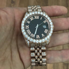 CZ Railroad Tracks 41MM Stainless Steel Micro Pave Watch Rose Gold HipHopBling