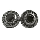 CZ Solitaire Circle Bling Earrings Black HipHopBling