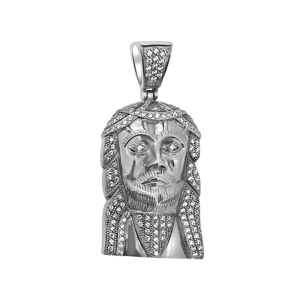CZ Stainless Steel Jesus Piece Pendant Nice HipHopBling