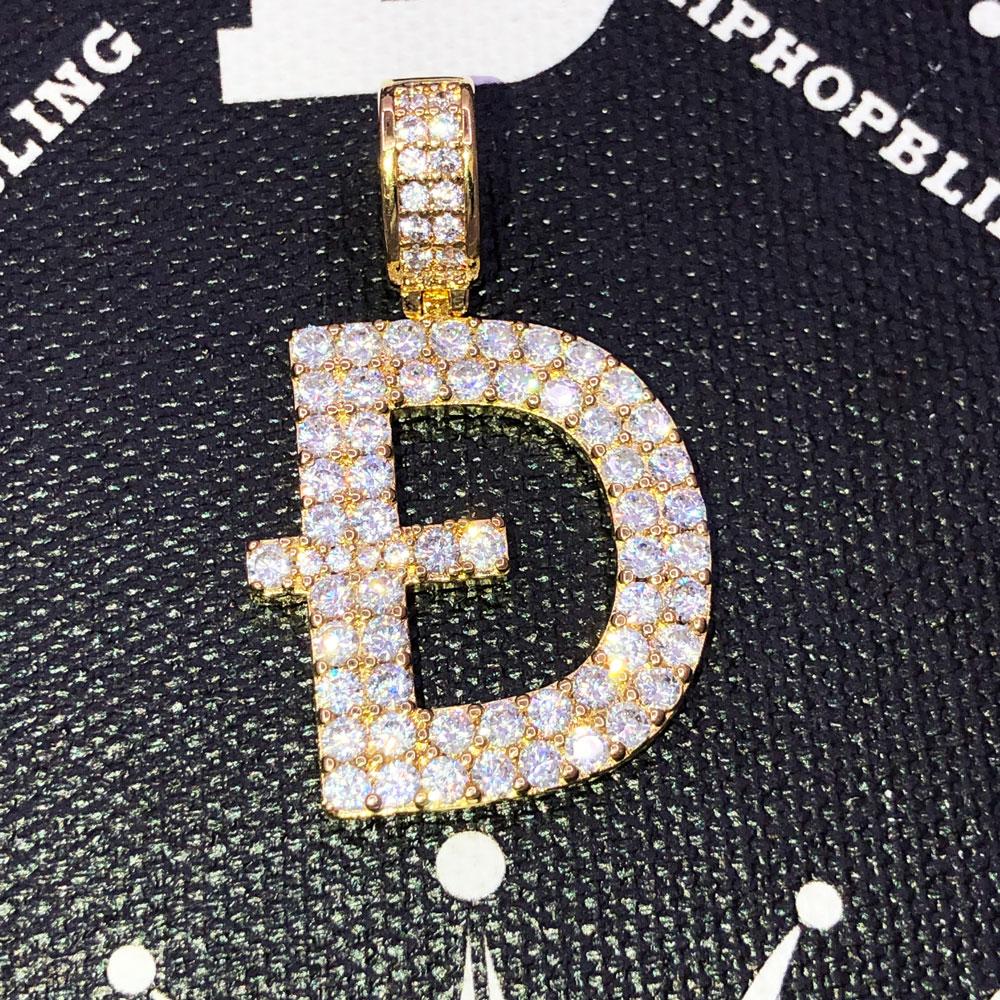 D Dogecoin Inspired Iced Out Pendant .925 Sterling Silver HipHopBling