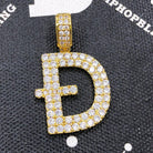 D Dogecoin Inspired Iced Out Pendant .925 Sterling Silver White Gold HipHopBling