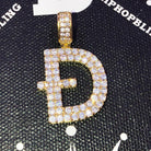 D Dogecoin Inspired Iced Out Pendant .925 Sterling Silver Yellow Gold HipHopBling
