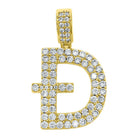 D Dogecoin Inspired Iced Out Pendant .925 Sterling Silver Yellow Gold HipHopBling
