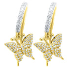 Dangling Butterfly Hoop Diamond Earrings .40cttw 10K Yellow Gold HipHopBling