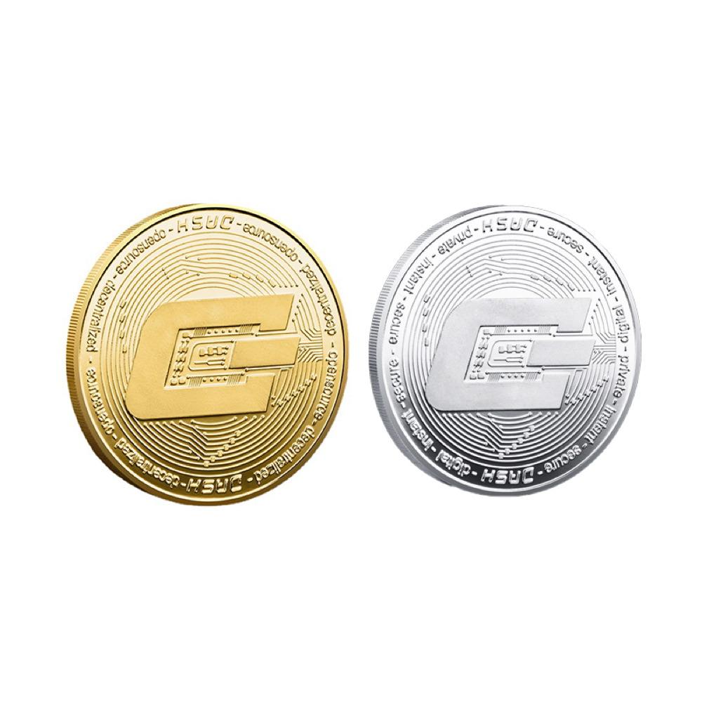 DASH Coin Iced Out Frame Pendant Yellow Gold Tennis CZ Frame HipHopBling