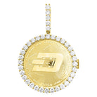 DASH Coin Iced Out Frame Pendant Yellow Gold Tennis CZ Frame HipHopBling