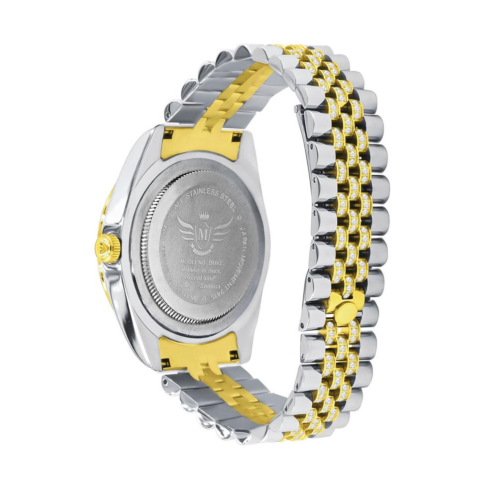 Date Jubilee Iced CZ Bling Bling Watch 2 - Tone HipHopBling