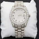 Date+Day Full CZ Big Bezel Bling Bling Dress Watch White Gold HipHopBling